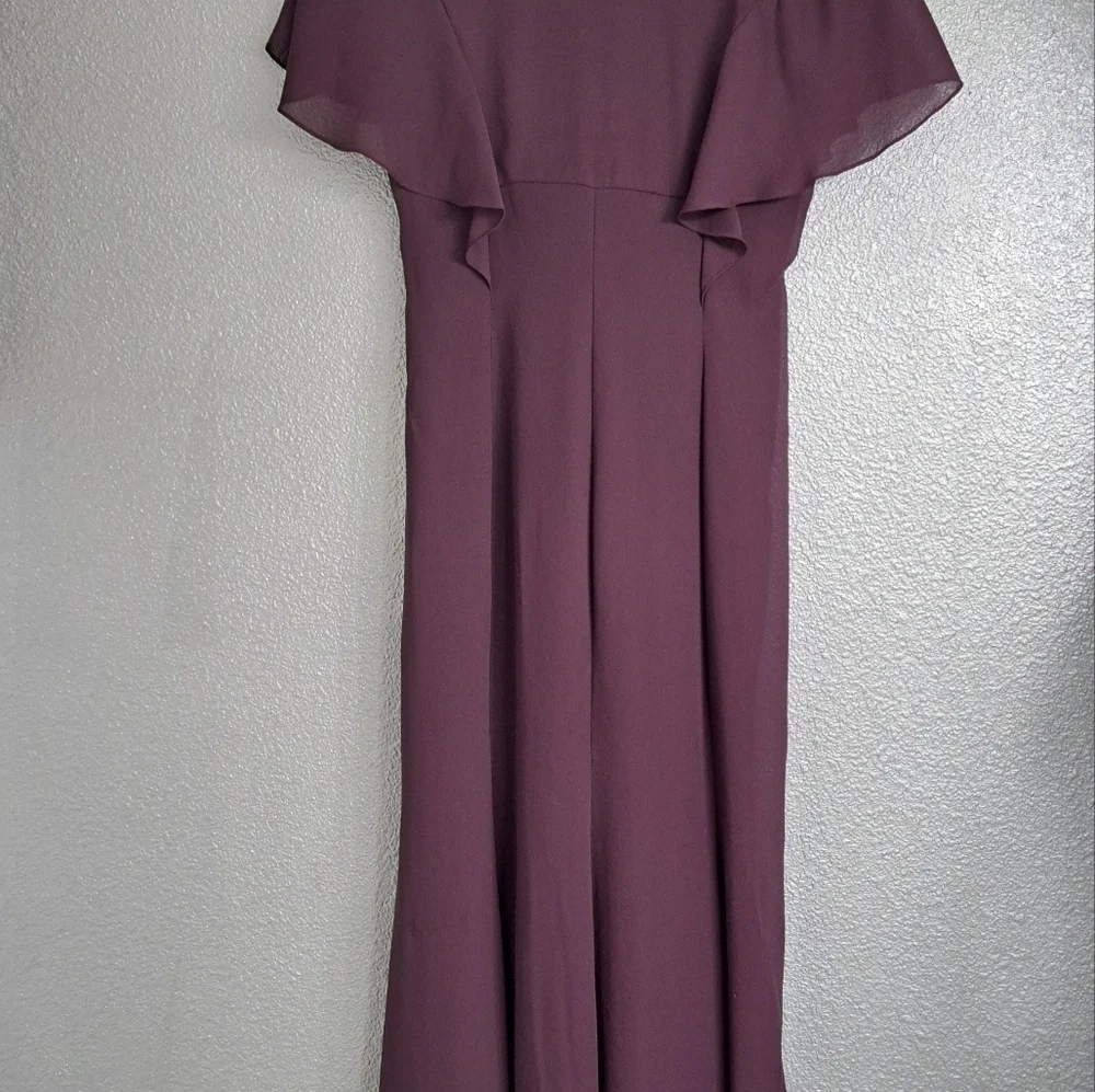 Vintage Eggplant Maxi Dress With Flutter Sleeves   Size 14